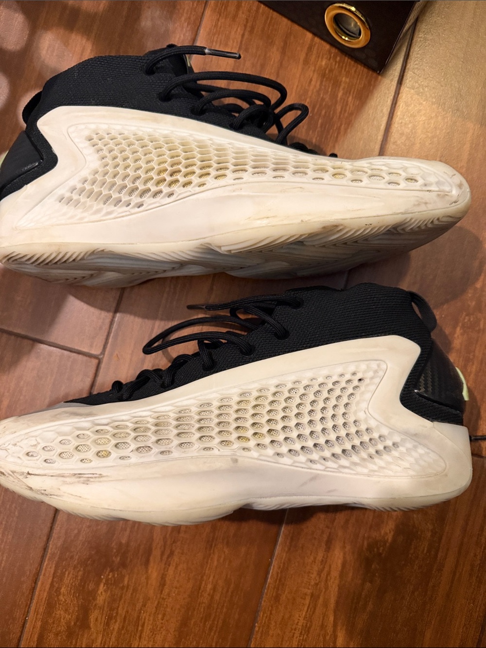 Adidas Anthony Edwards AE 1 Lows
 Black and White High-Top Athletic Shoes